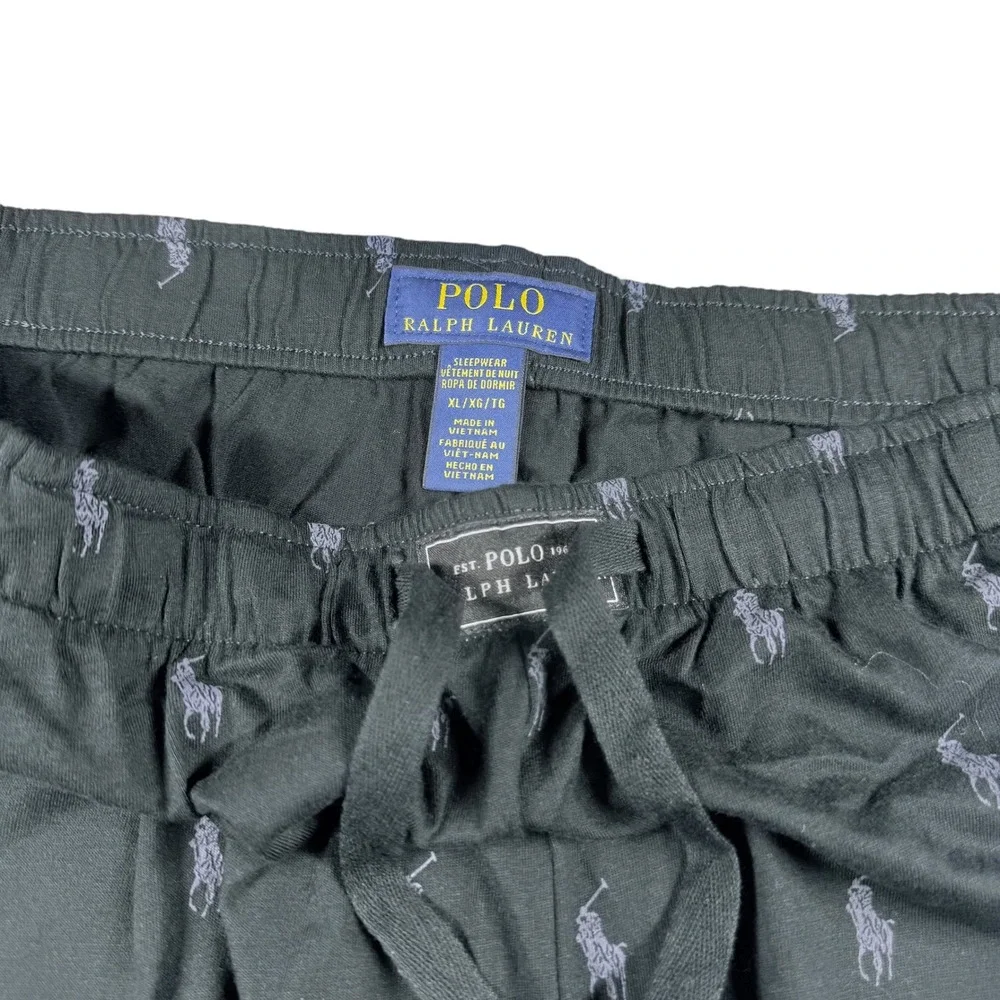 Polo Ralph Lauren Pajama Pants Mens XL Black All Over Pony Print Cotton